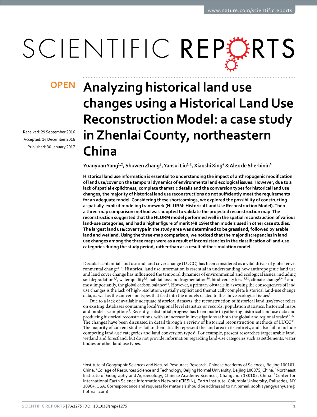 Analyzing Historical Land Use Changes Using a Historical Land