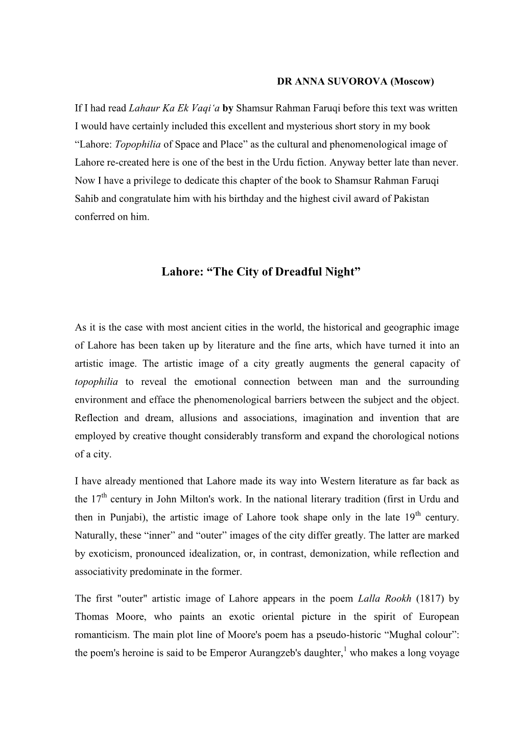 Lahore: “The City of Dreadful Night”