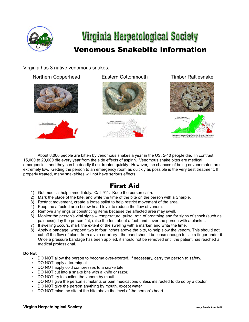 Venomous Snakebite Information