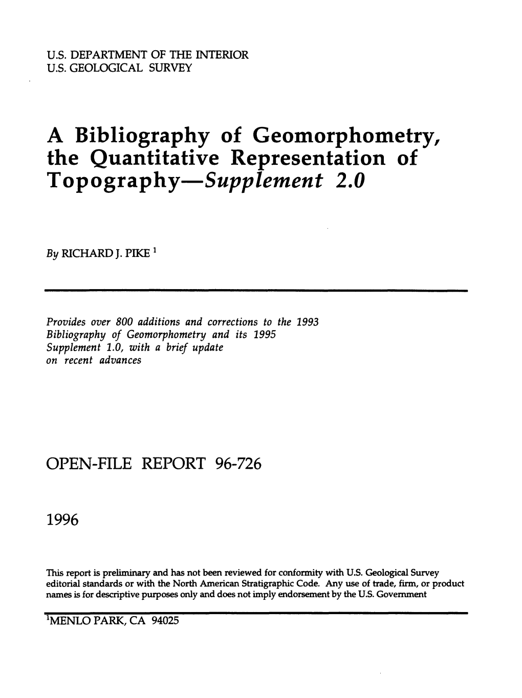 A Bibliography of Geomorphometry, the Quantitative Representation of Topography Supplement 2.0