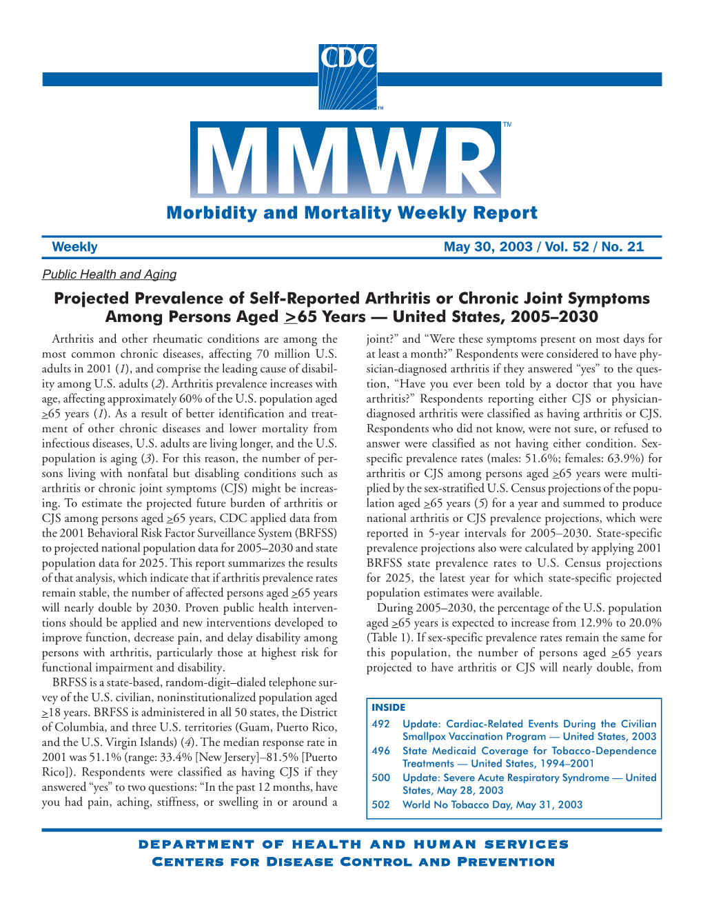 Morbidity and Mortality Weekly Report