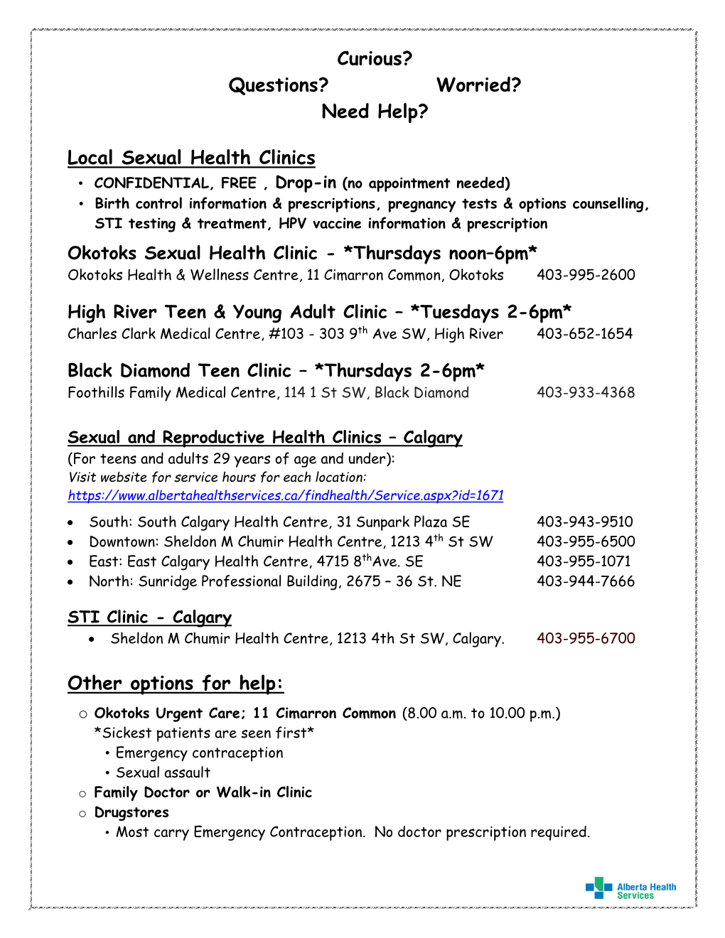 Worried? Need Help? Local Sexual Health Clinics