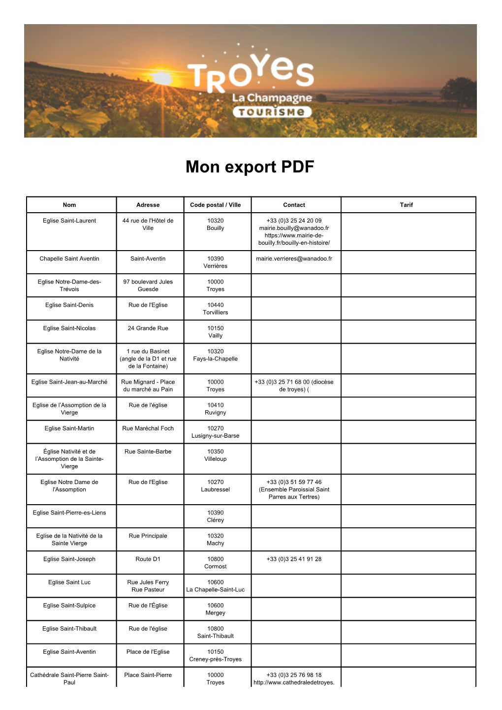 Mon Export PDF