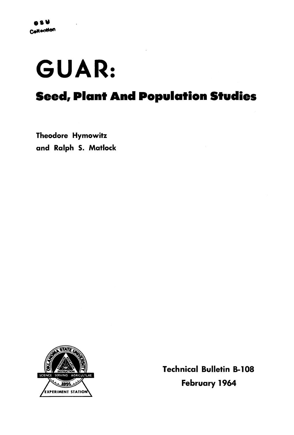 Seed, Plant and Population Studies
