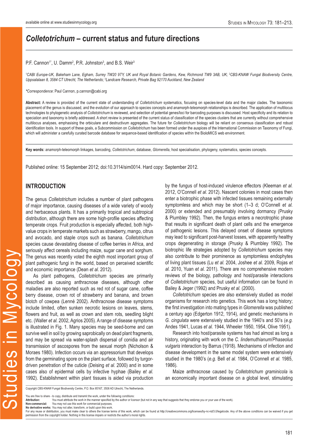 Colletotrichum Current Status and Future Directions