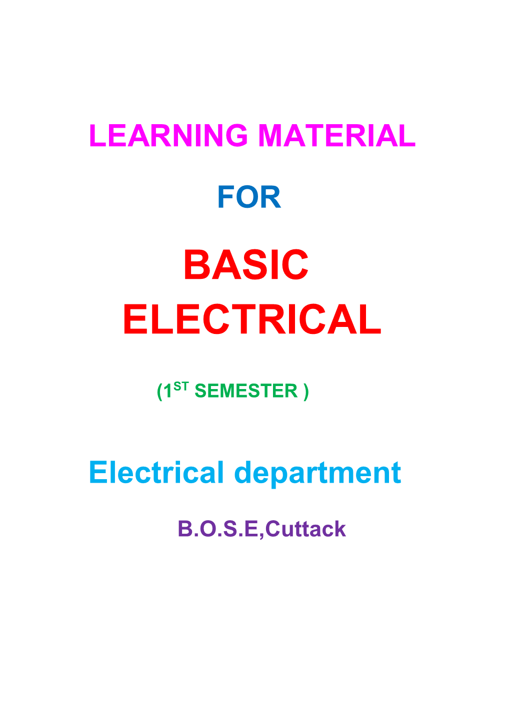 Basic Electrical Engineering