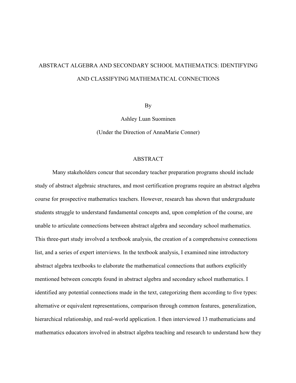 Abstract Algebra and Secondary School Mathematics: Identifying