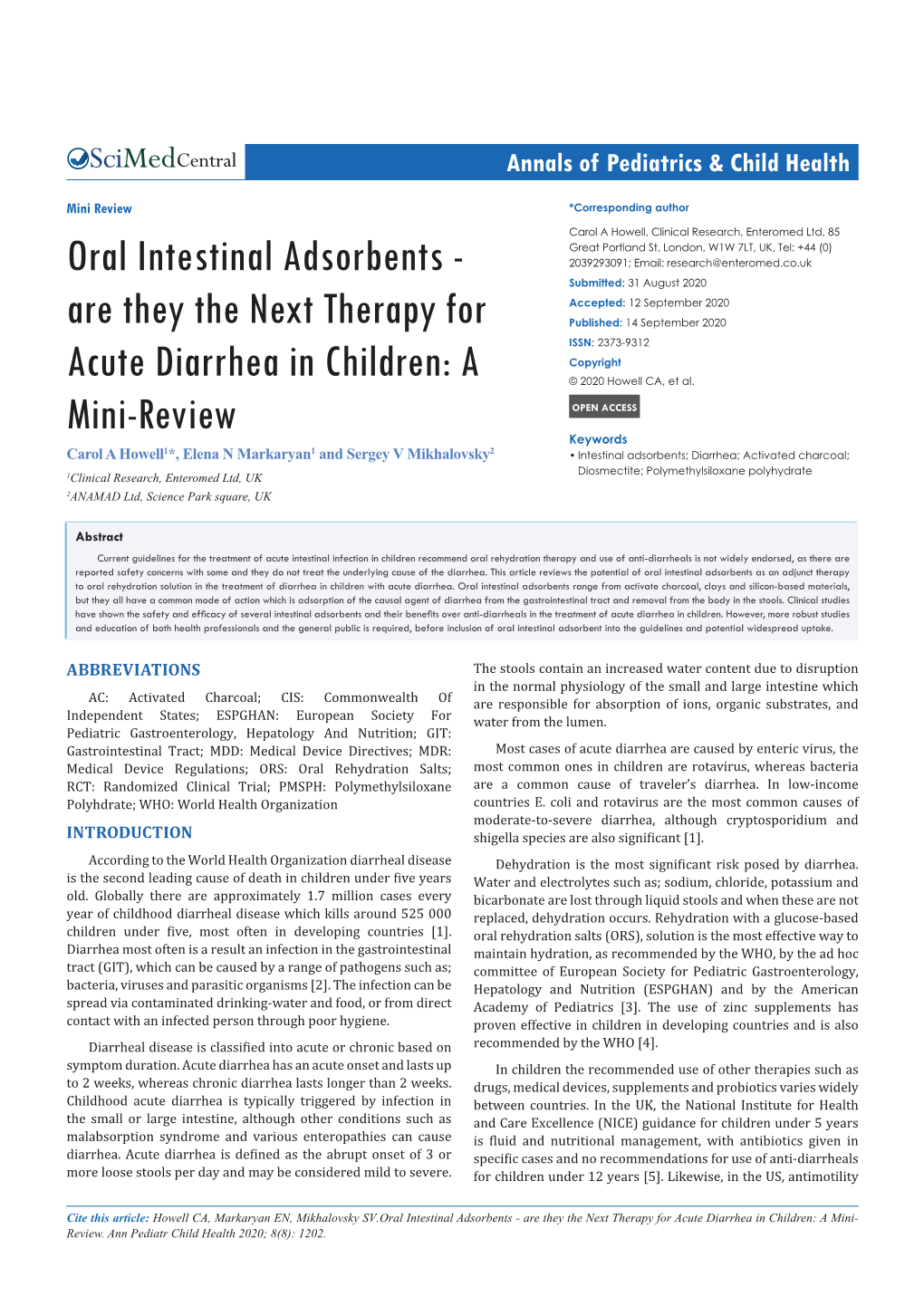 Oral Intestinal Adsorbents