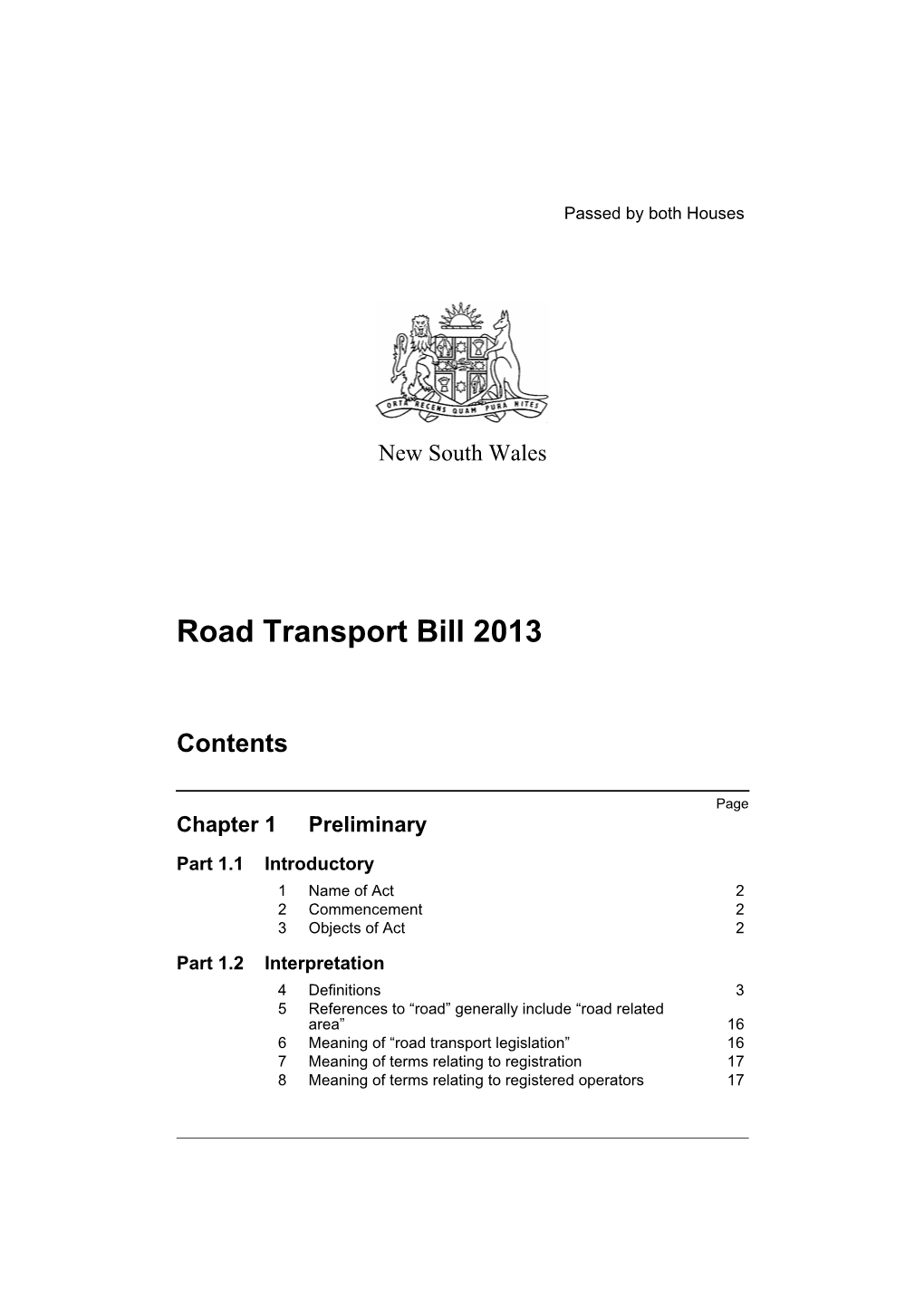 Road Transport Bill 2013