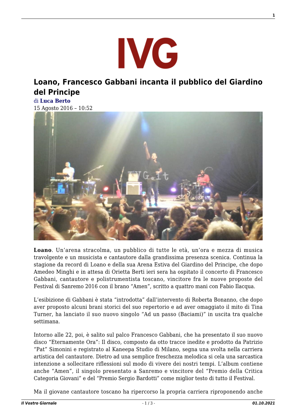 Il Vostro Giornale - 1 / 3 - 01.10.2021 2