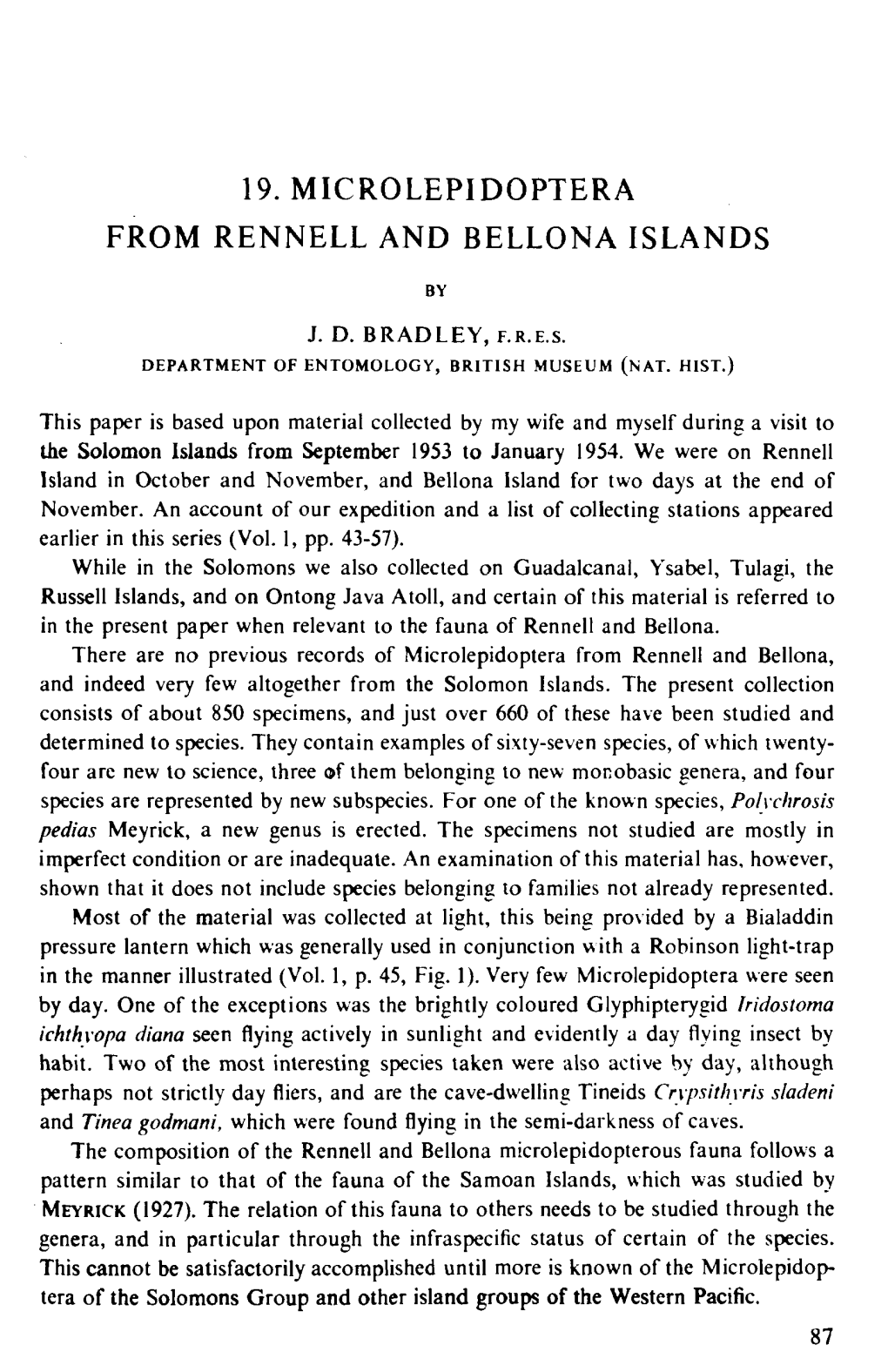 19. Microlepidoptera from Rennell and Bellona Islands