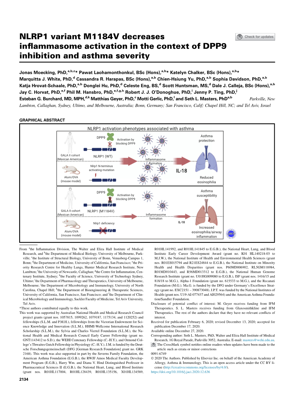 NLRP1 Variant M1184V Decreases Inflammasome Activation in the Context of DPP9 Inhibition and Asthma Severity