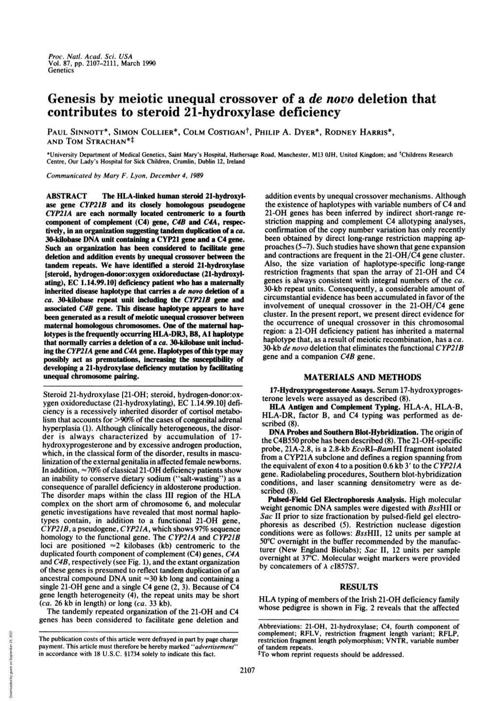 Genesis by Meiotic Unequal Crossover of a De Novo Deletion That