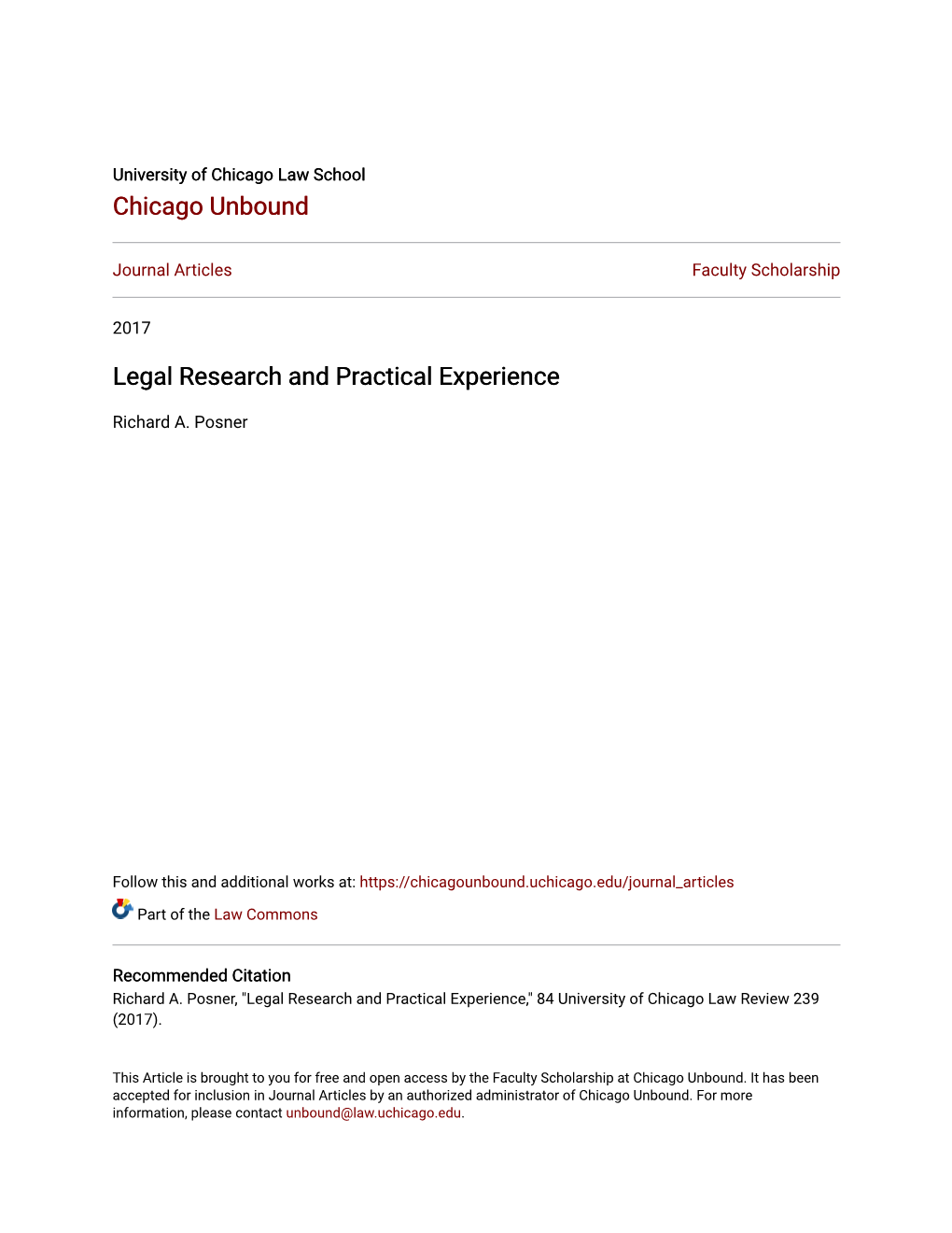 Legal Research and Practical Experience