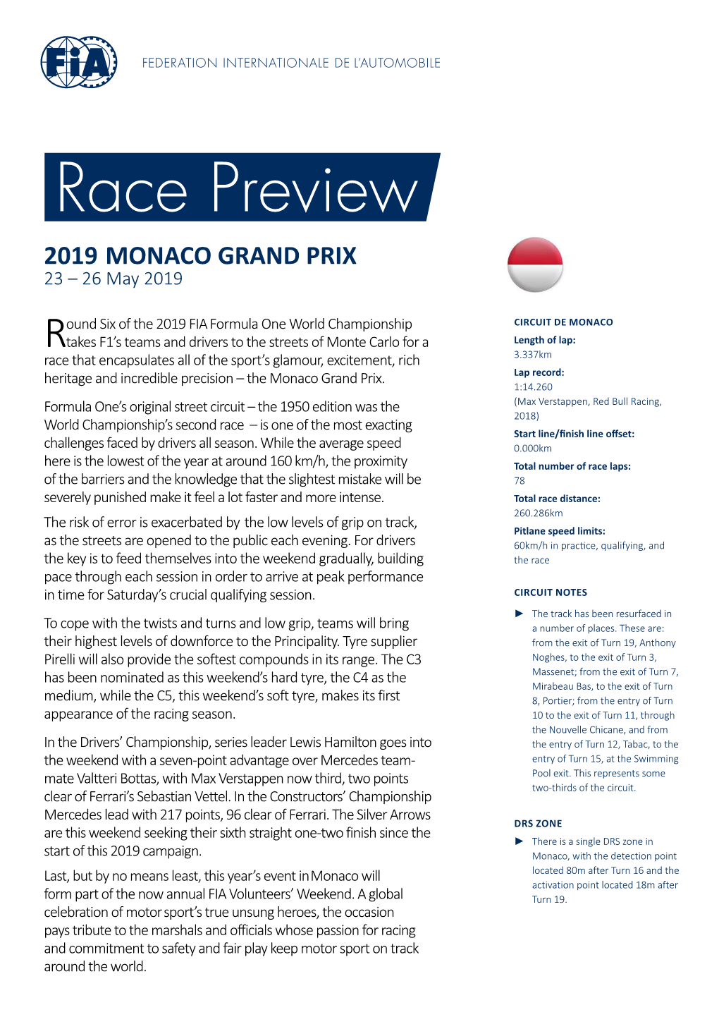 2019 MONACO GRAND PRIX 23 – 26 May 2019