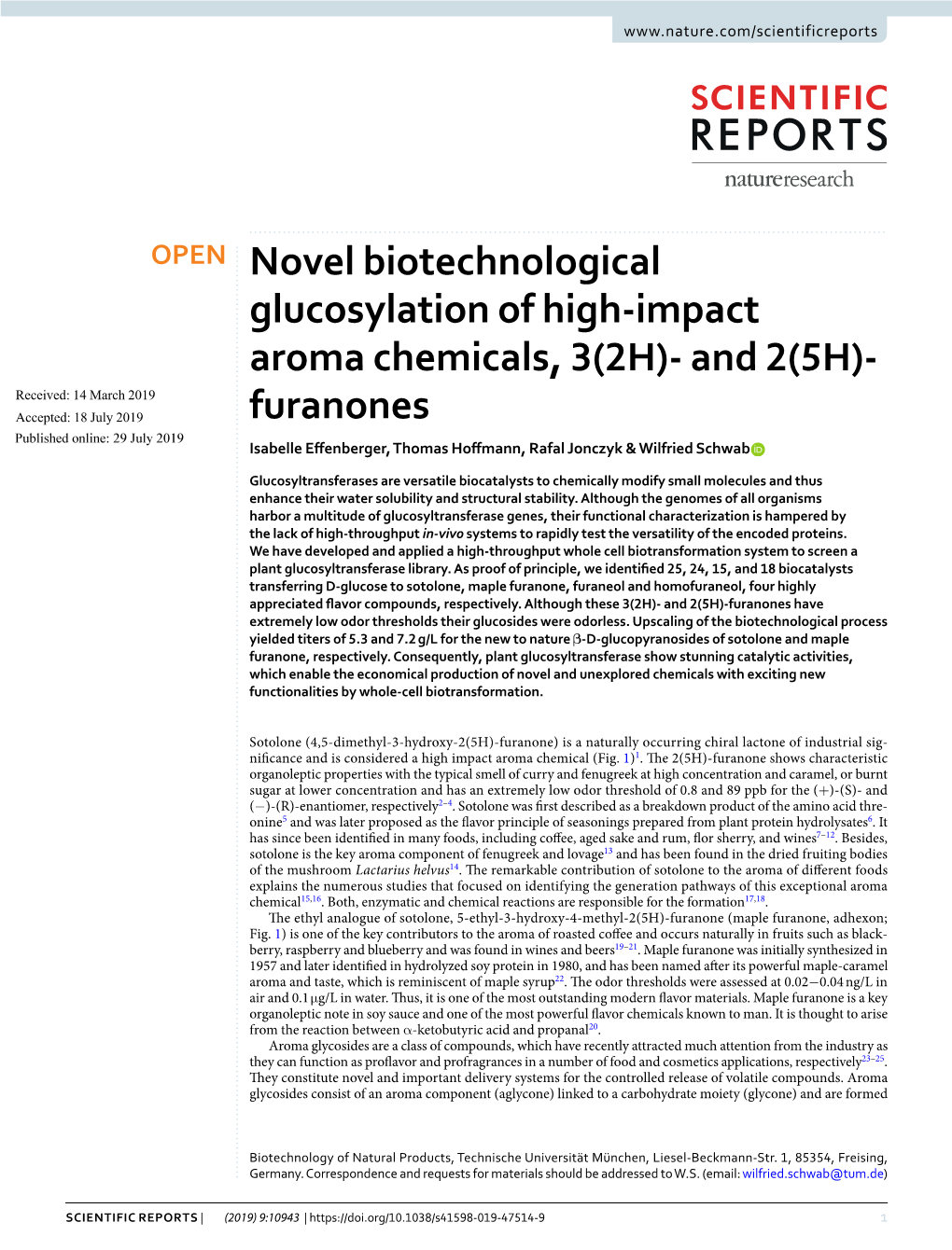 Novel Biotechnological Glucosylation of High-Impact Aroma Chemicals, 3