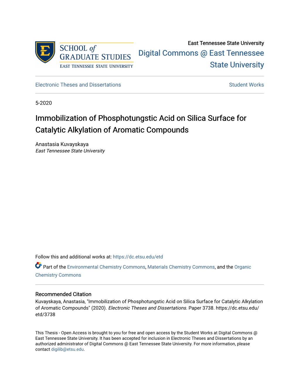 Immobilization of Phosphotungstic Acid on Silica Surface for Catalytic Alkylation of Aromatic Compounds