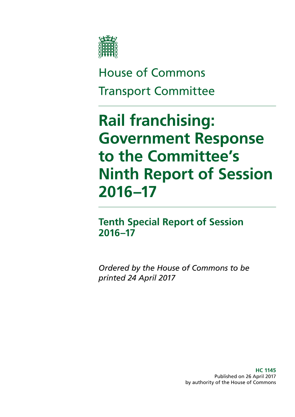 Rail Franchising: Government Response to the Committee's