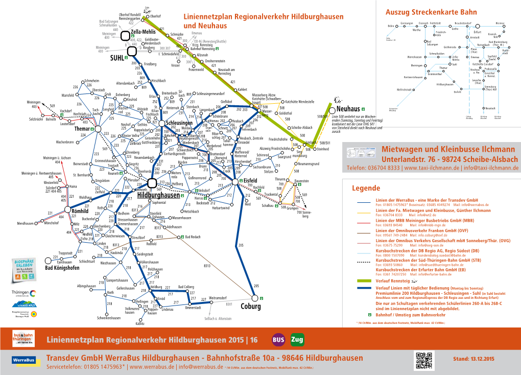 Transdev Gmbh Werrabus Hildburghausen - Bahnhofstraße 10A - 98646 Hildburghausen Stand: 13.12.2015