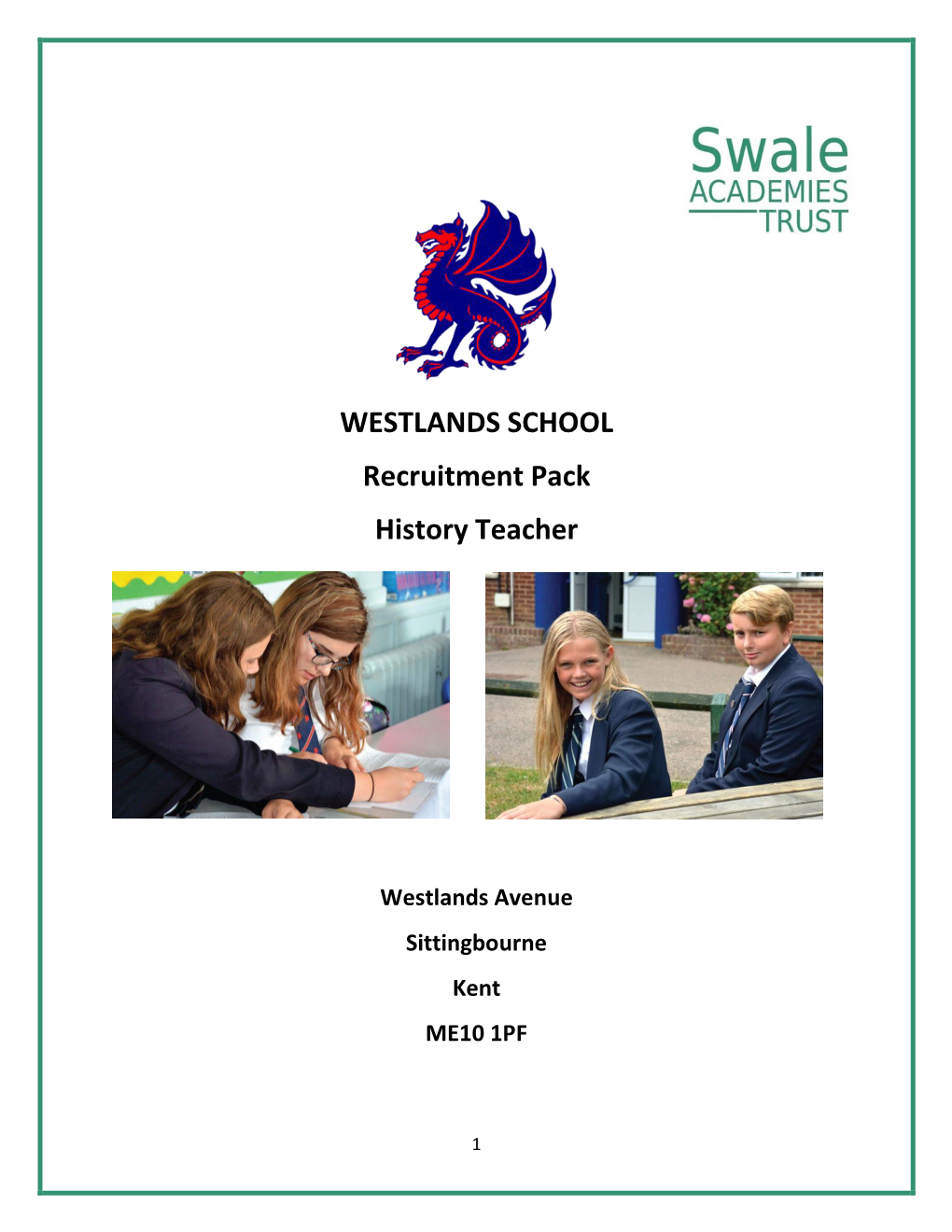 WESTLANDS SCHOOL Recruitment Pack History Teacher