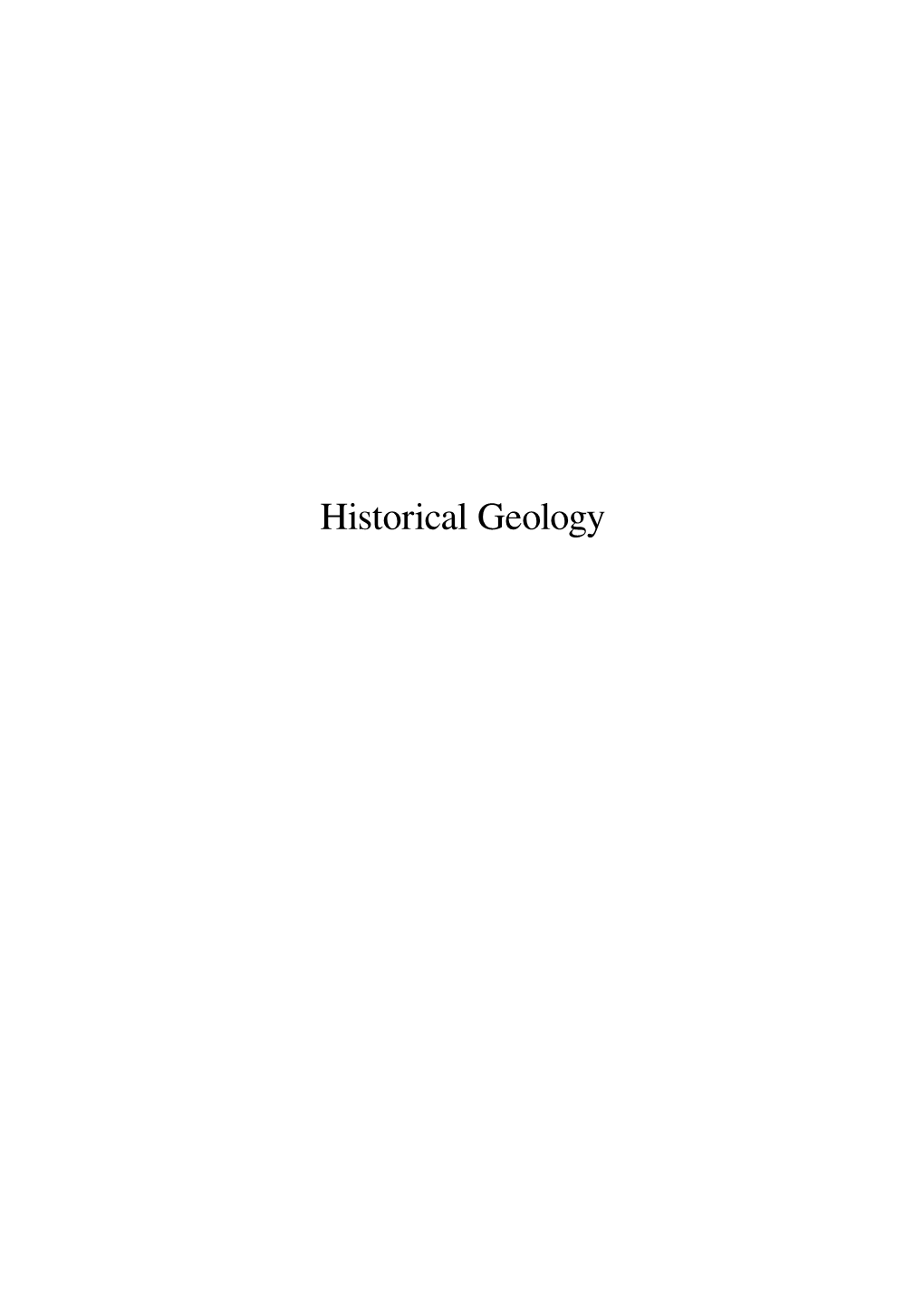 Historical Geology Contents