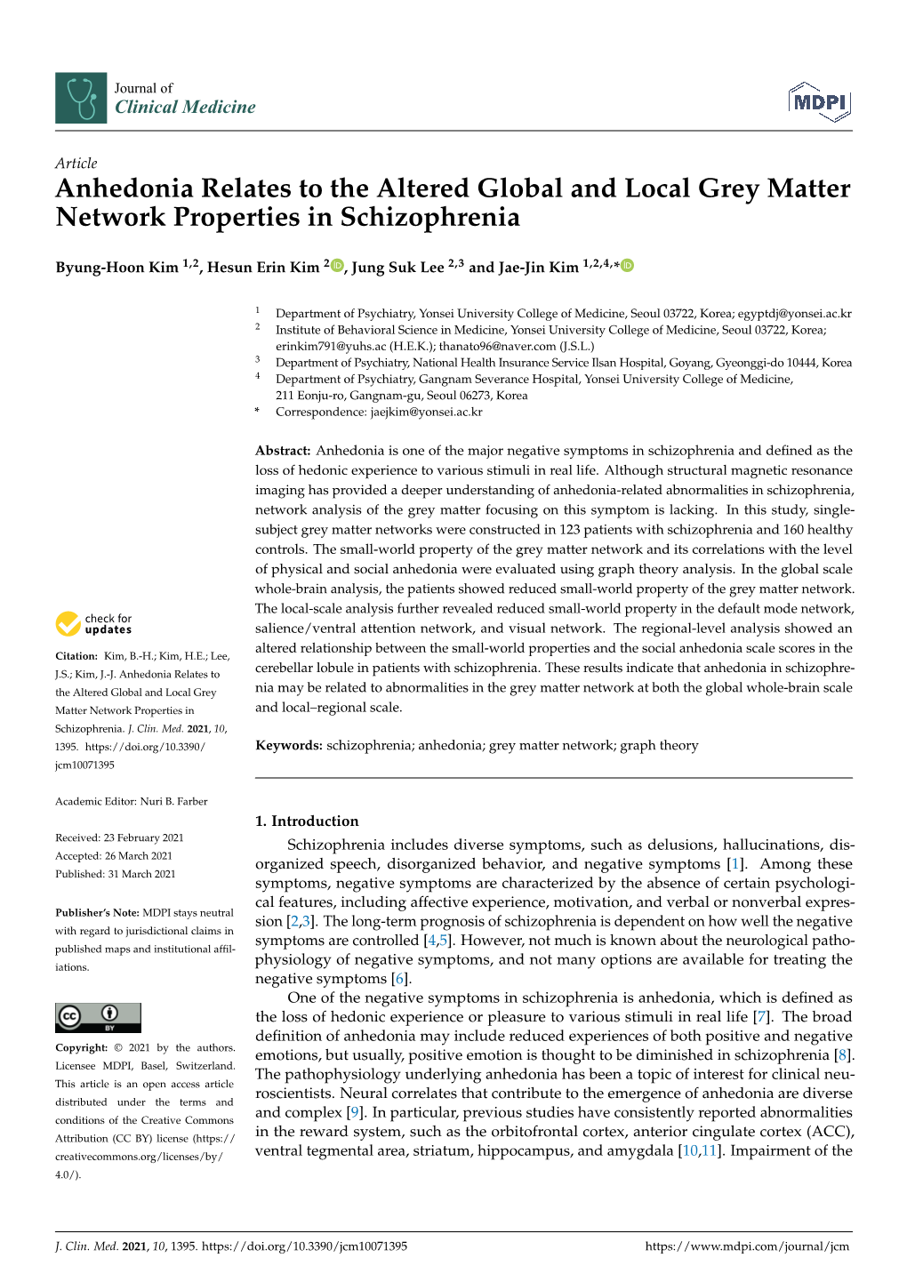 Anhedonia Relates to the Altered Global and Local Grey Matter Network Properties in Schizophrenia