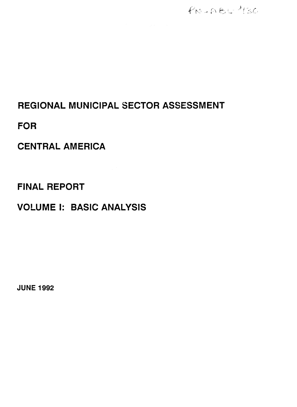 Regional Municipal Sector Assessment for Central America