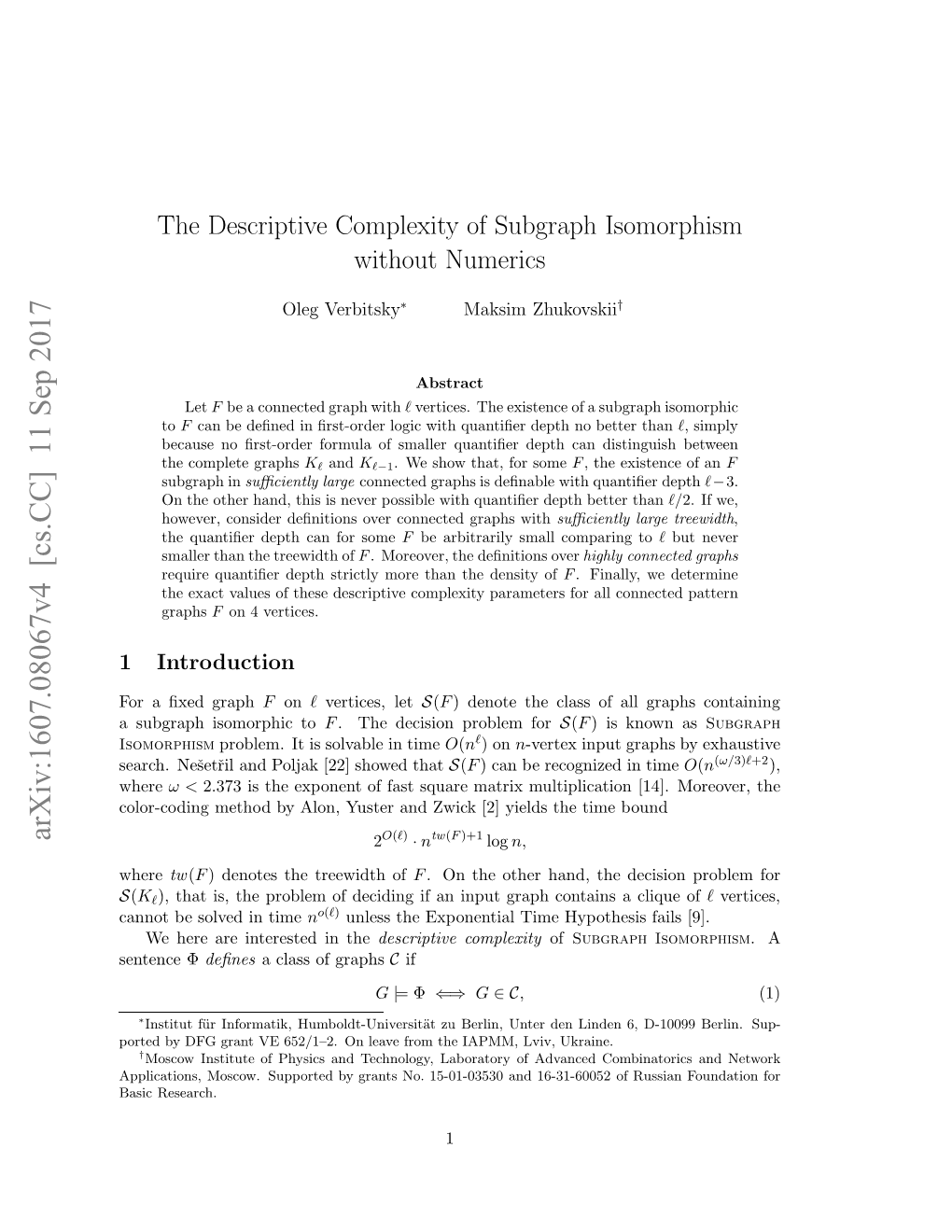 The Descriptive Complexity of Subgraph Isomorphism