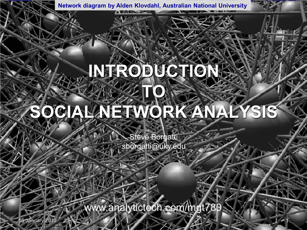 Introduction to Social Network Analysis