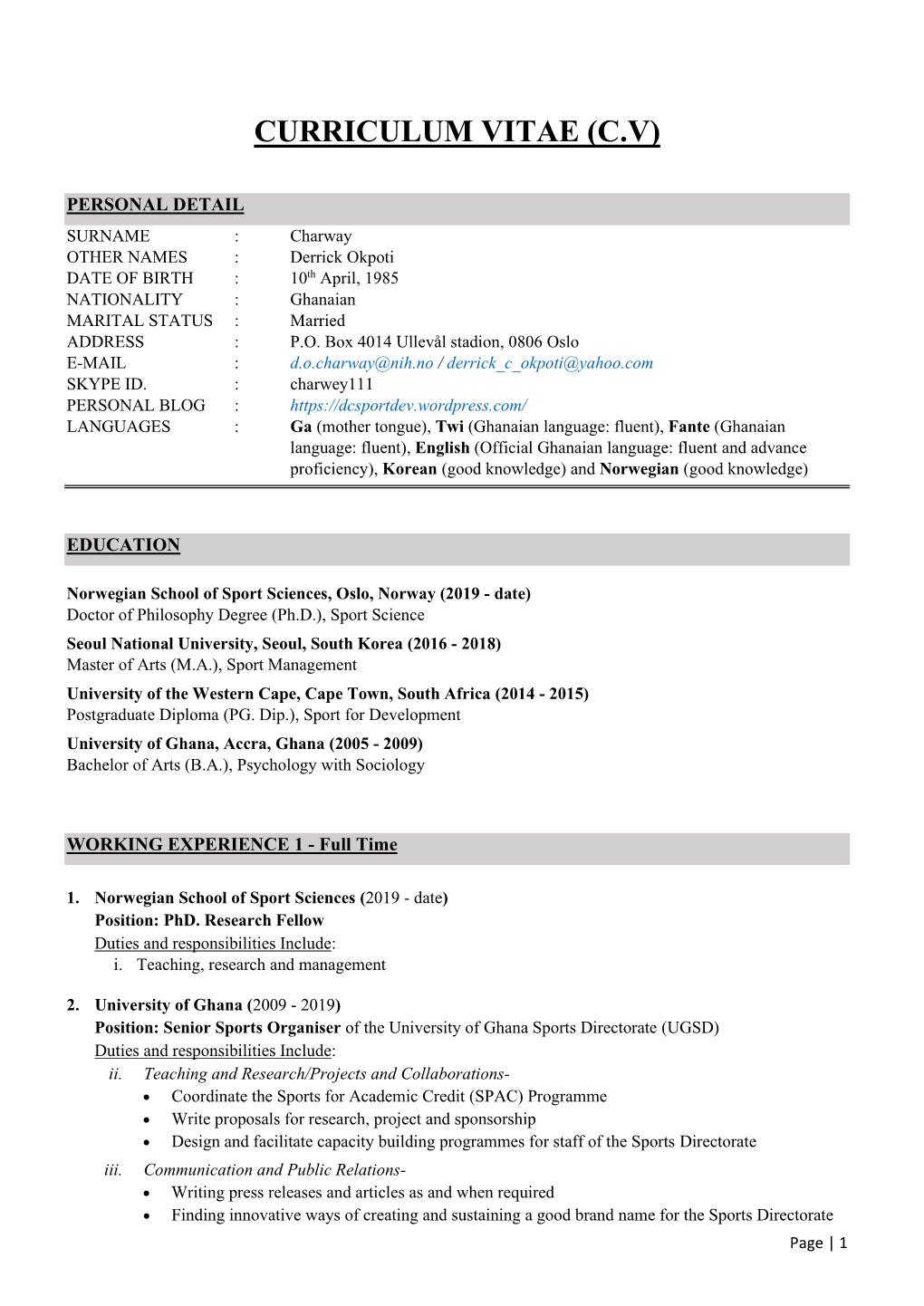 Curriculum Vitae (Cv)