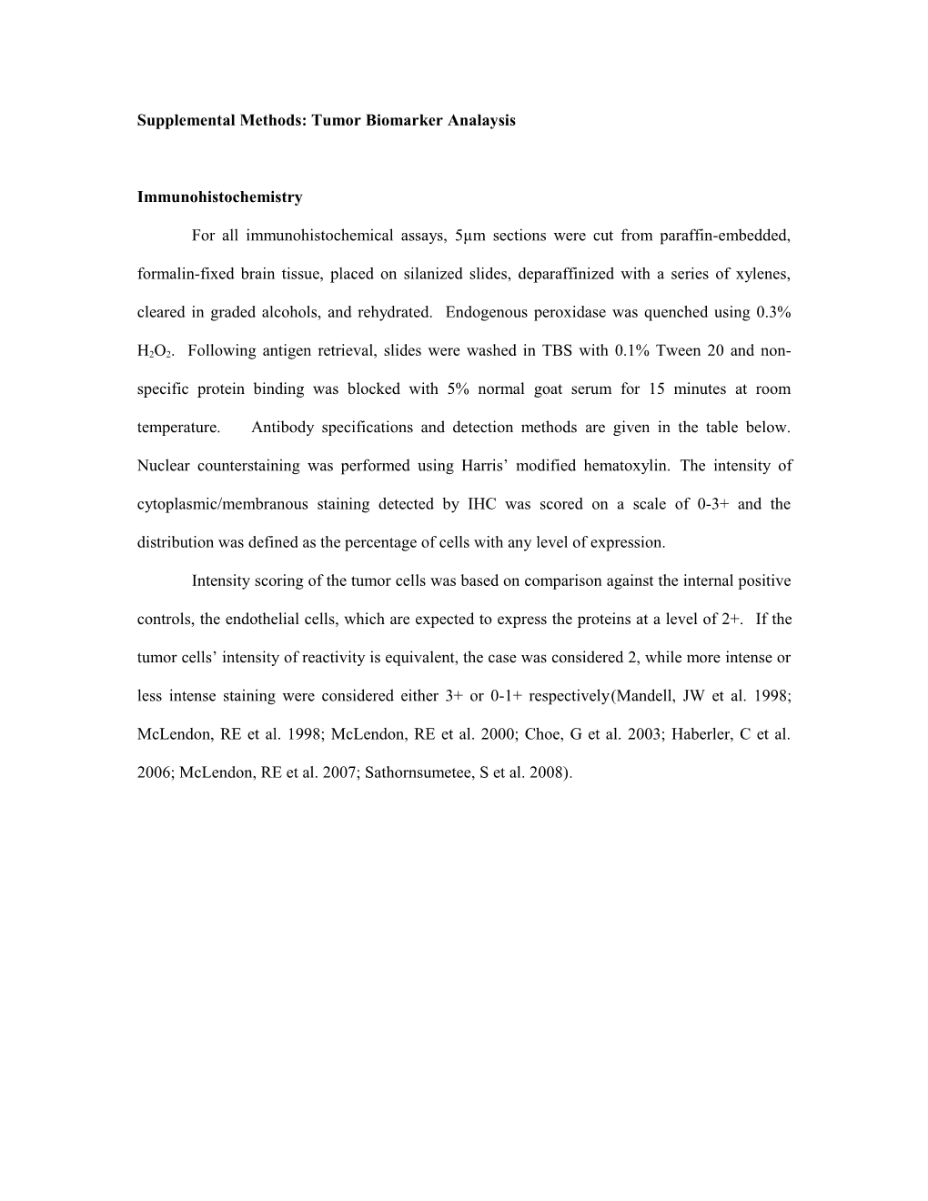 Immunohistochemistry for EGFR Second Messenger Pathway