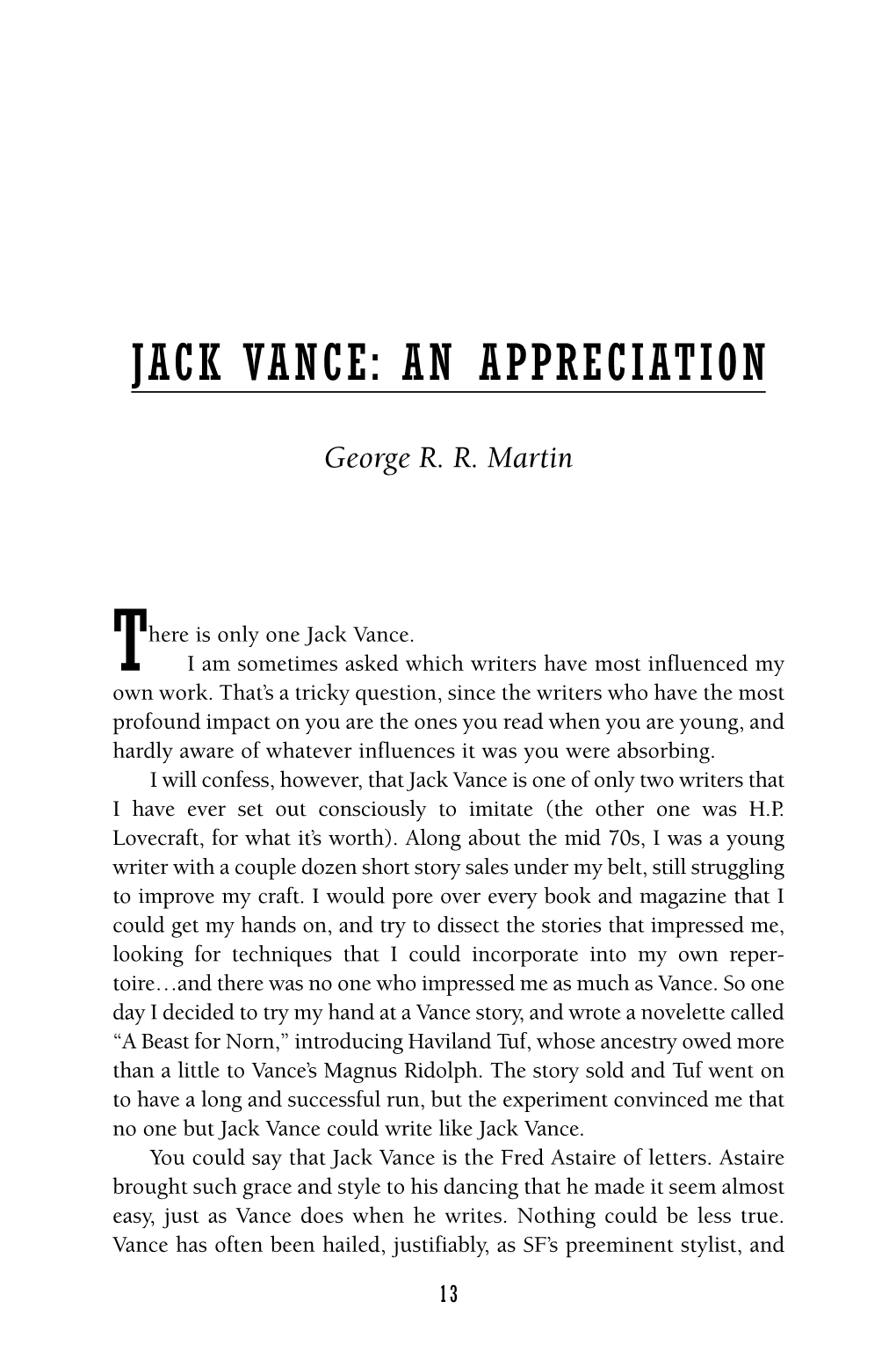 Jack Vance: an Appreciation