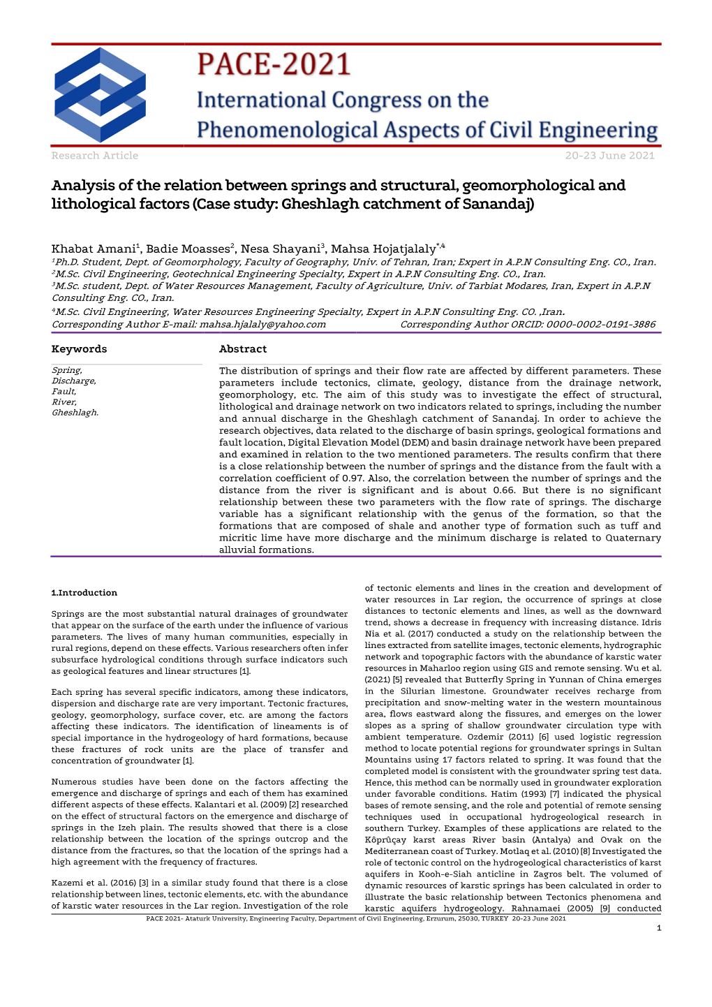 Analysis of the Relation Between Springs and Structural, Geomorphological and Lithological Factors (Case Study: Gheshlagh Catchment of Sanandaj)