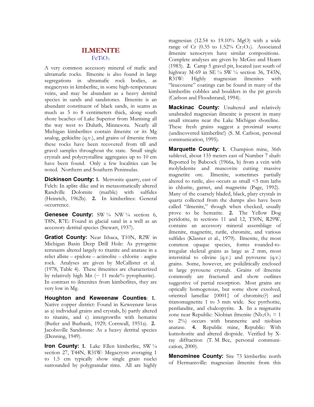 ILMENITE Ilmenite Xenocrysts Have Similar Compositions