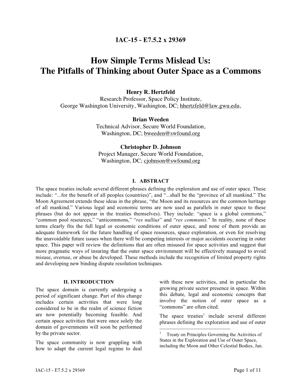 Hertzfeld, Weeden, Johnson Global Commons FINAL