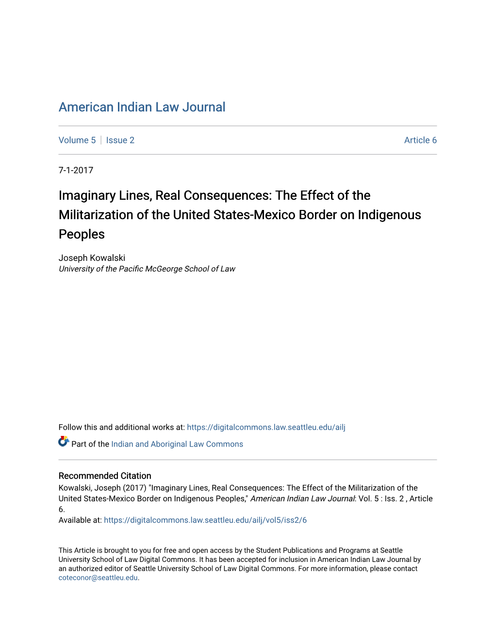 The Effect of the Militarization of the United States-Mexico Border on Indigenous Peoples