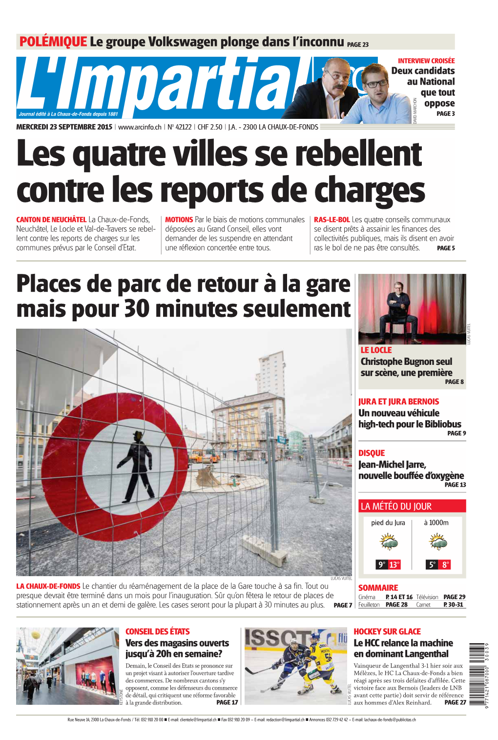 Places De Parc De Retour À La Gare Mais Pour 30 Minutes Seulement LUCAS VUITEL LE LOCLE Christophe Bugnon Seul Sur Scène, Une Première PAGE 8