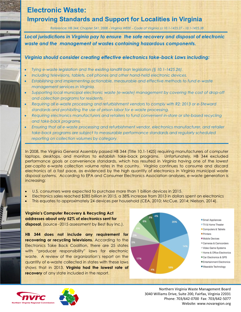 Electronic Waste: Improving Standards and Support for Localities in Virginia