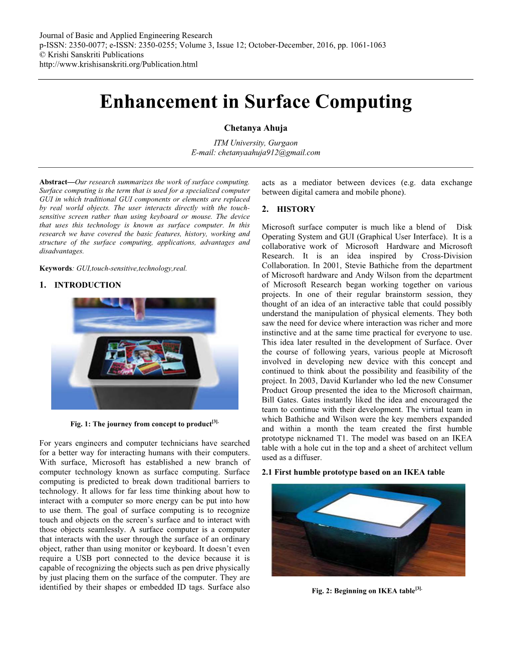 Enhancement in Surface Computing