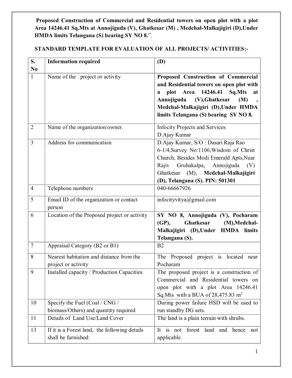 Proposed Construction of Commercial And