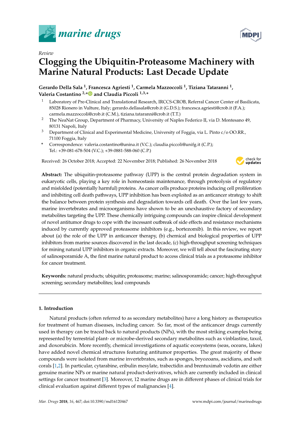 Clogging the Ubiquitin-Proteasome Machinery with Marine Natural Products: Last Decade Update