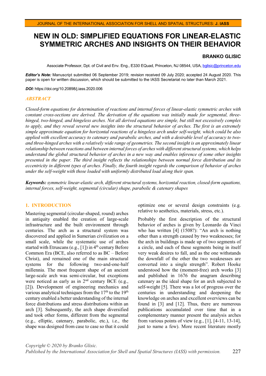 New in Old: Simplified Equations for Linear-Elastic Symmetric Arches and Insights on Their Behavior