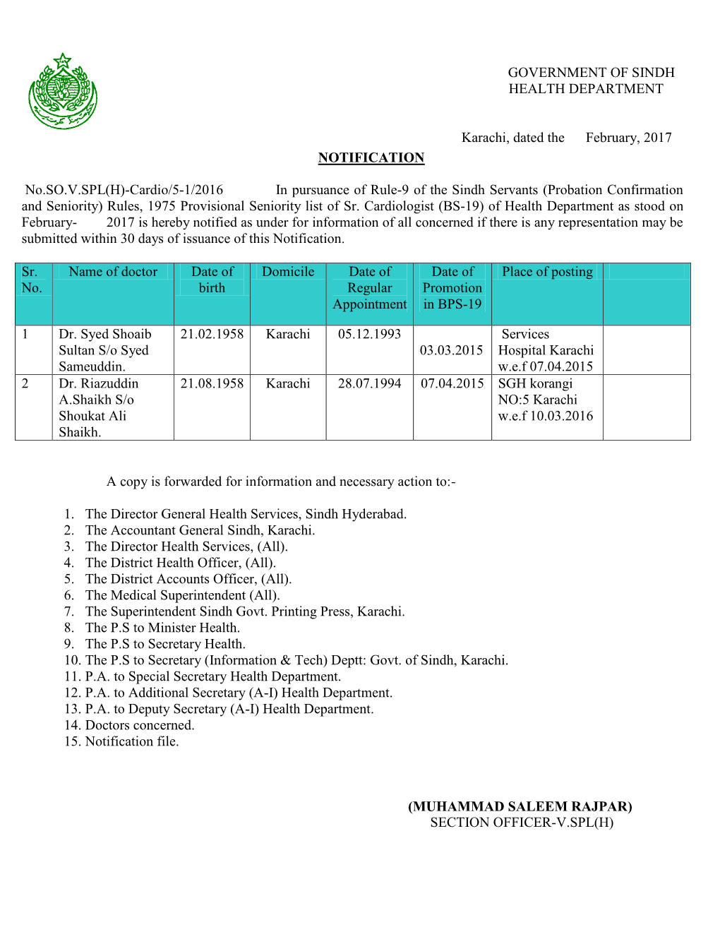 Government of Sindh Health Department