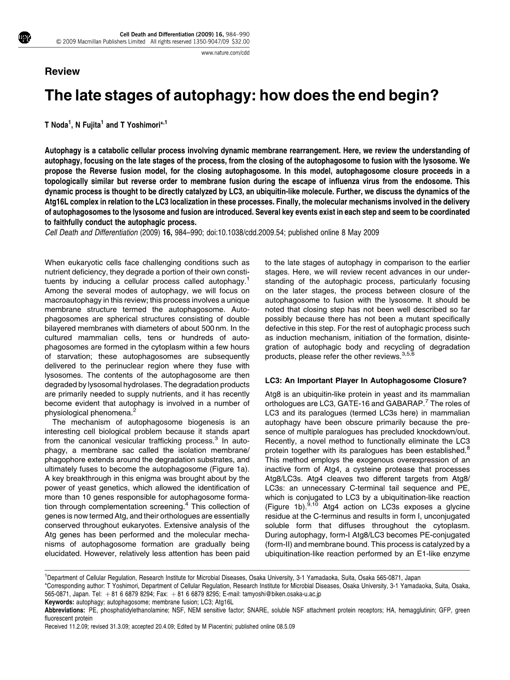 The Late Stages of Autophagy: How Does the End Begin?