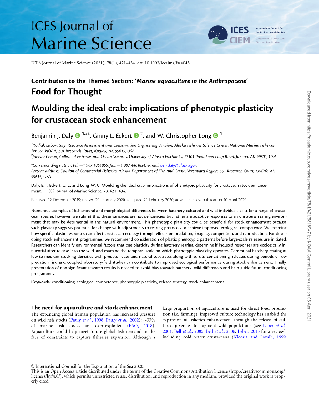 Implications of Phenotypic Plasticity for Crustacean Stock Enhancement