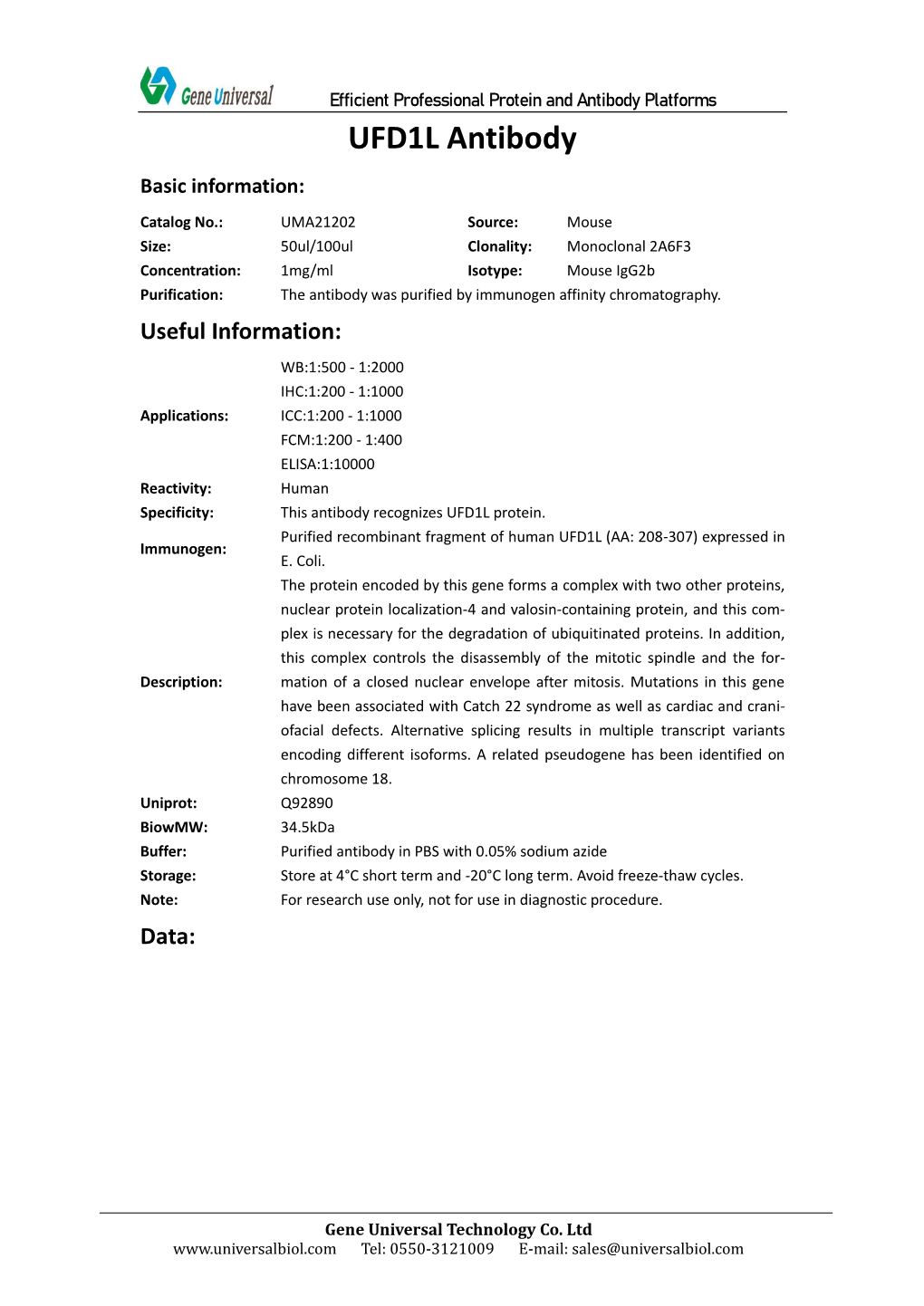 UFD1L Antibody