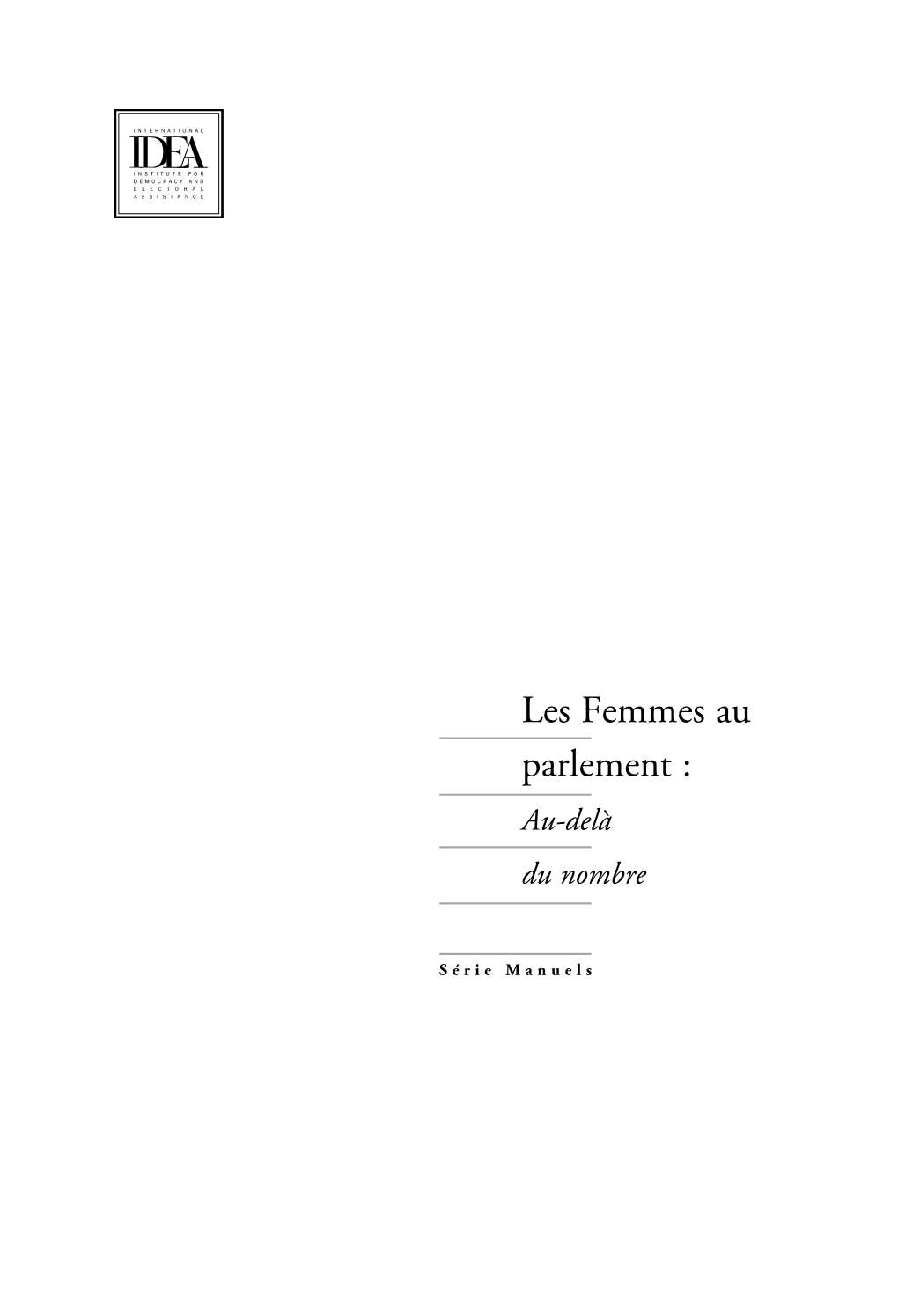 Les Femmes Au Parlement : Au-Delà Du Nombre