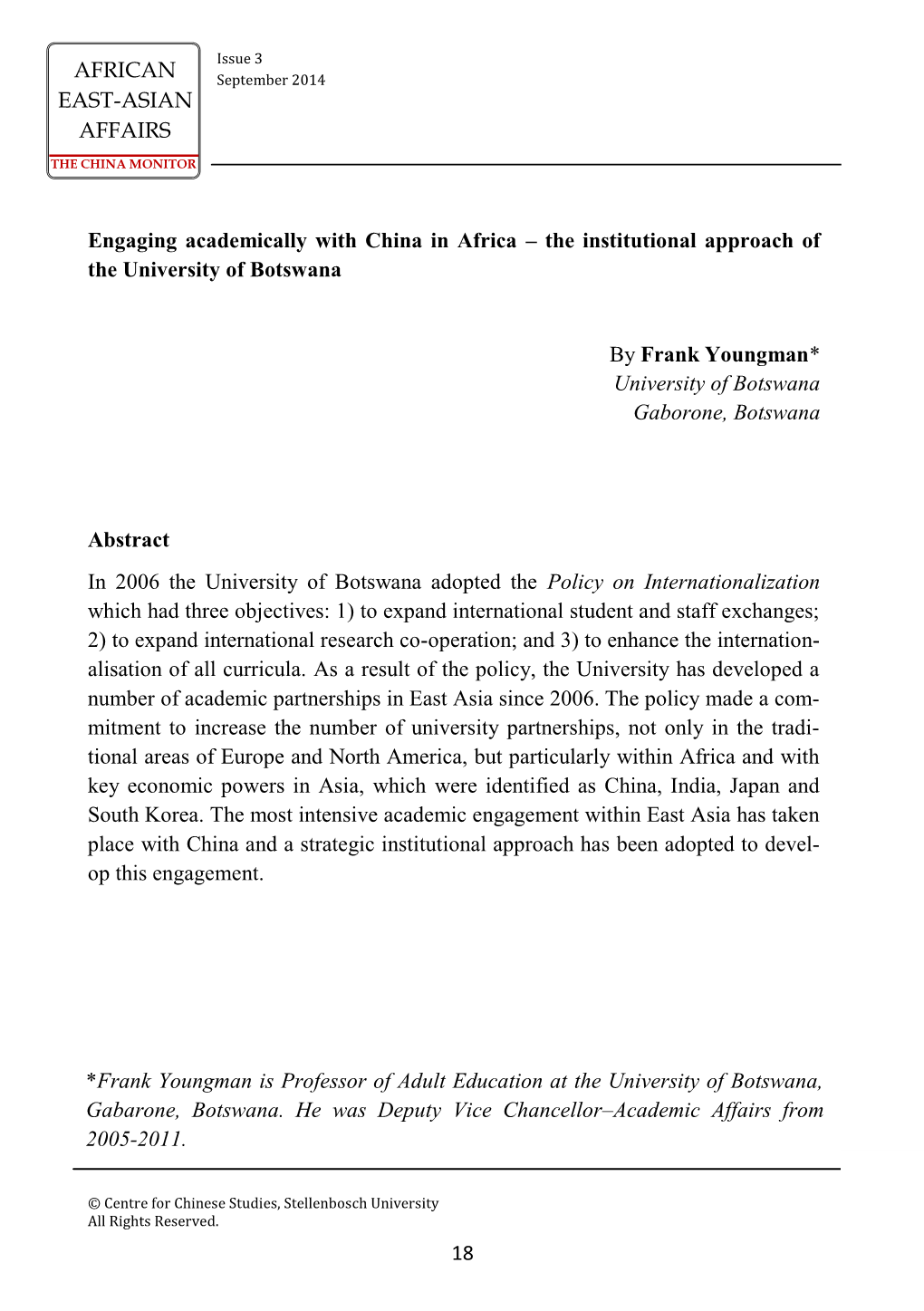 18 Engaging Academically with China in Africa – the Institutional Approach