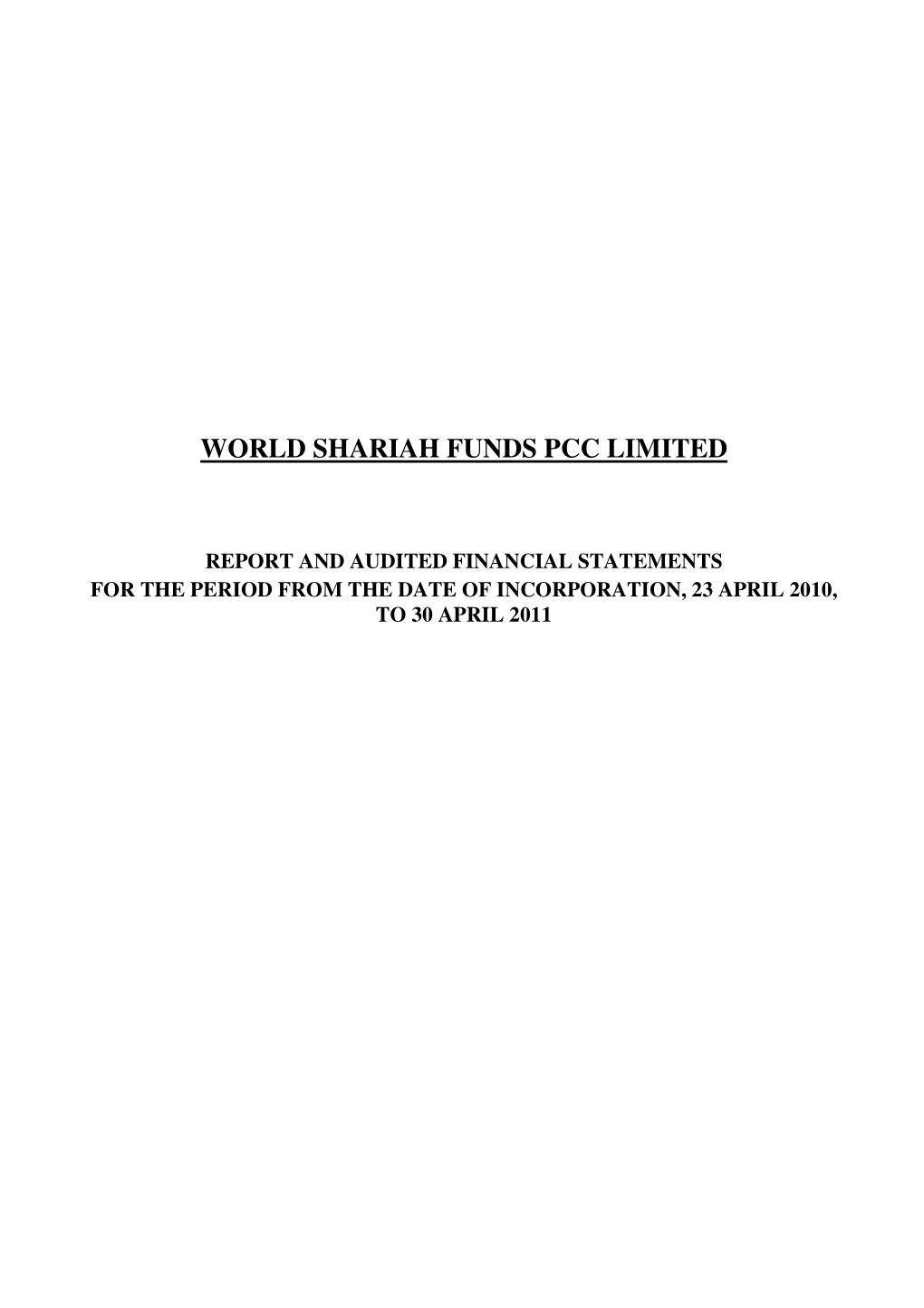 World Shariah Funds Pcc Limited