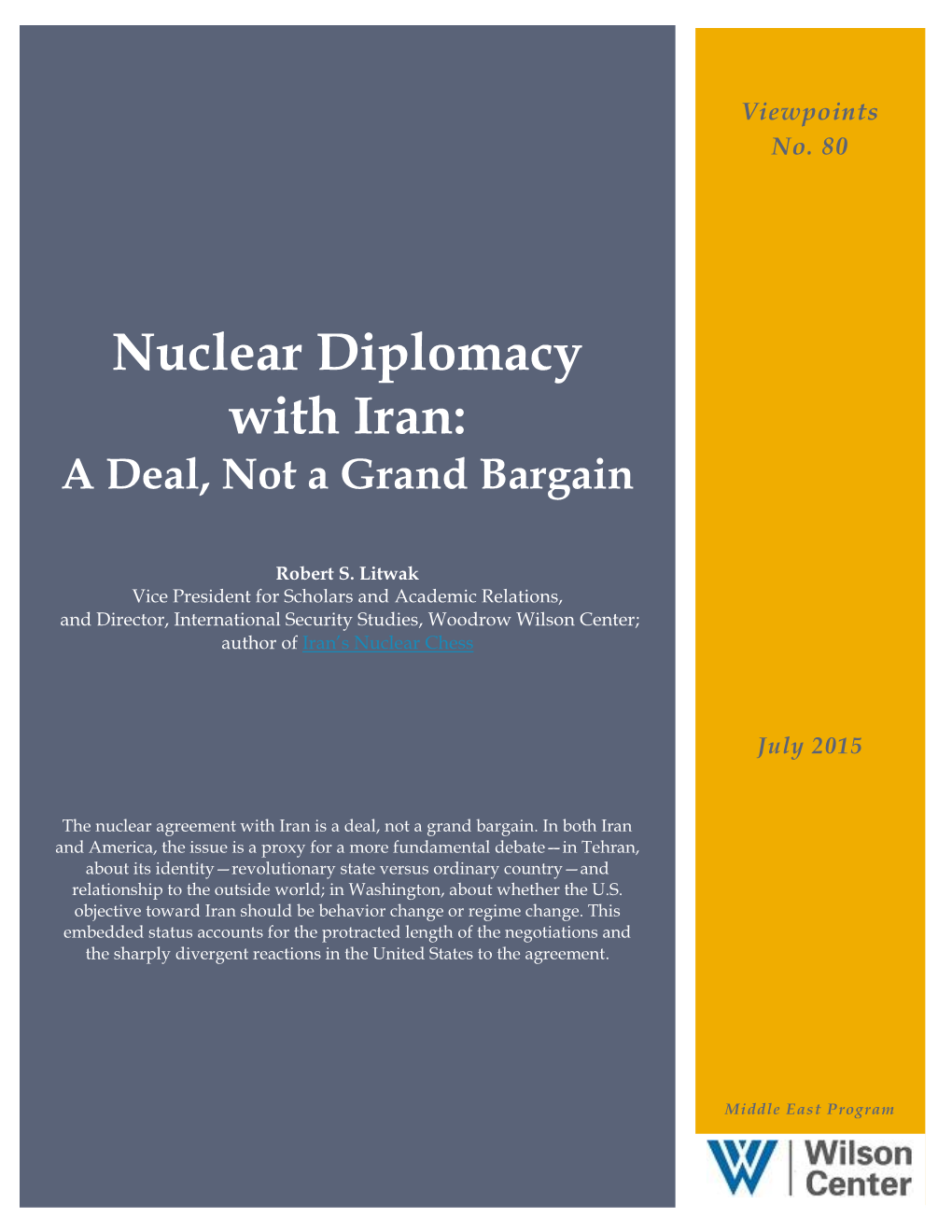 Nuclear Diplomacy with Iran
